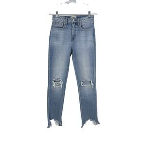 L'AGENCE Blue Distressed Ankle Jeans